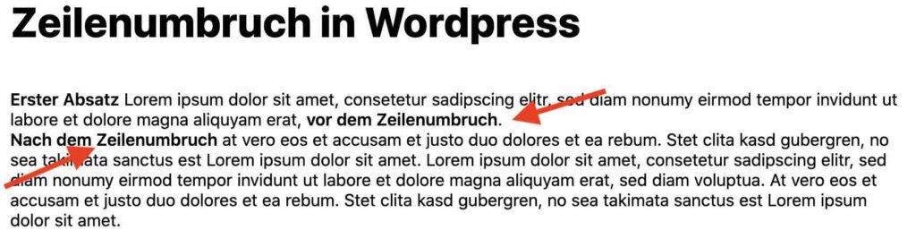 Zeilenumbruch in WordPress